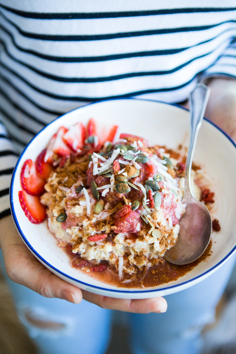 Dreamy Creamy Porridge & Stewed Rhubarb