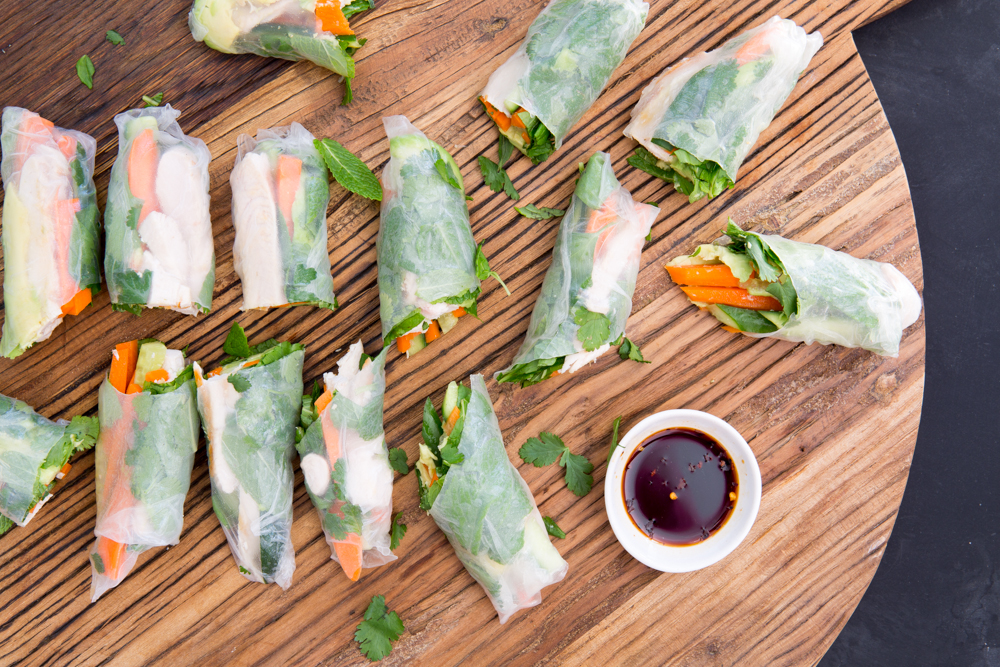 Chicken Rice Paper Rolls with Chilli-Lime Dipping Sauce