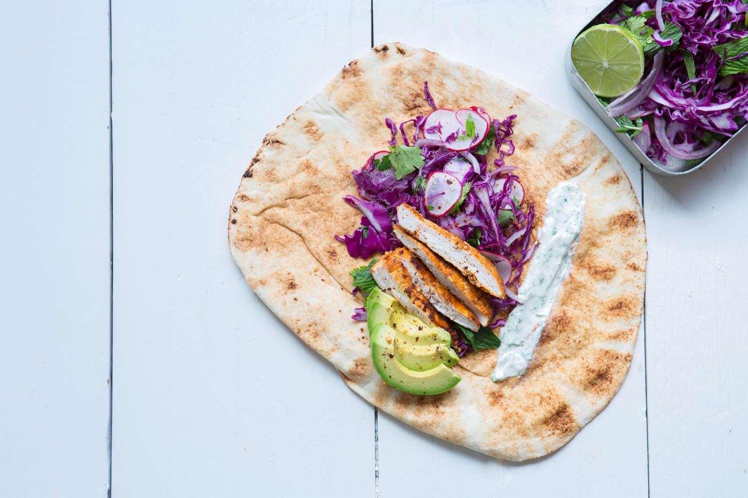 Paprika, Lime Chicken & Creamy Slaw ‘Tacos’