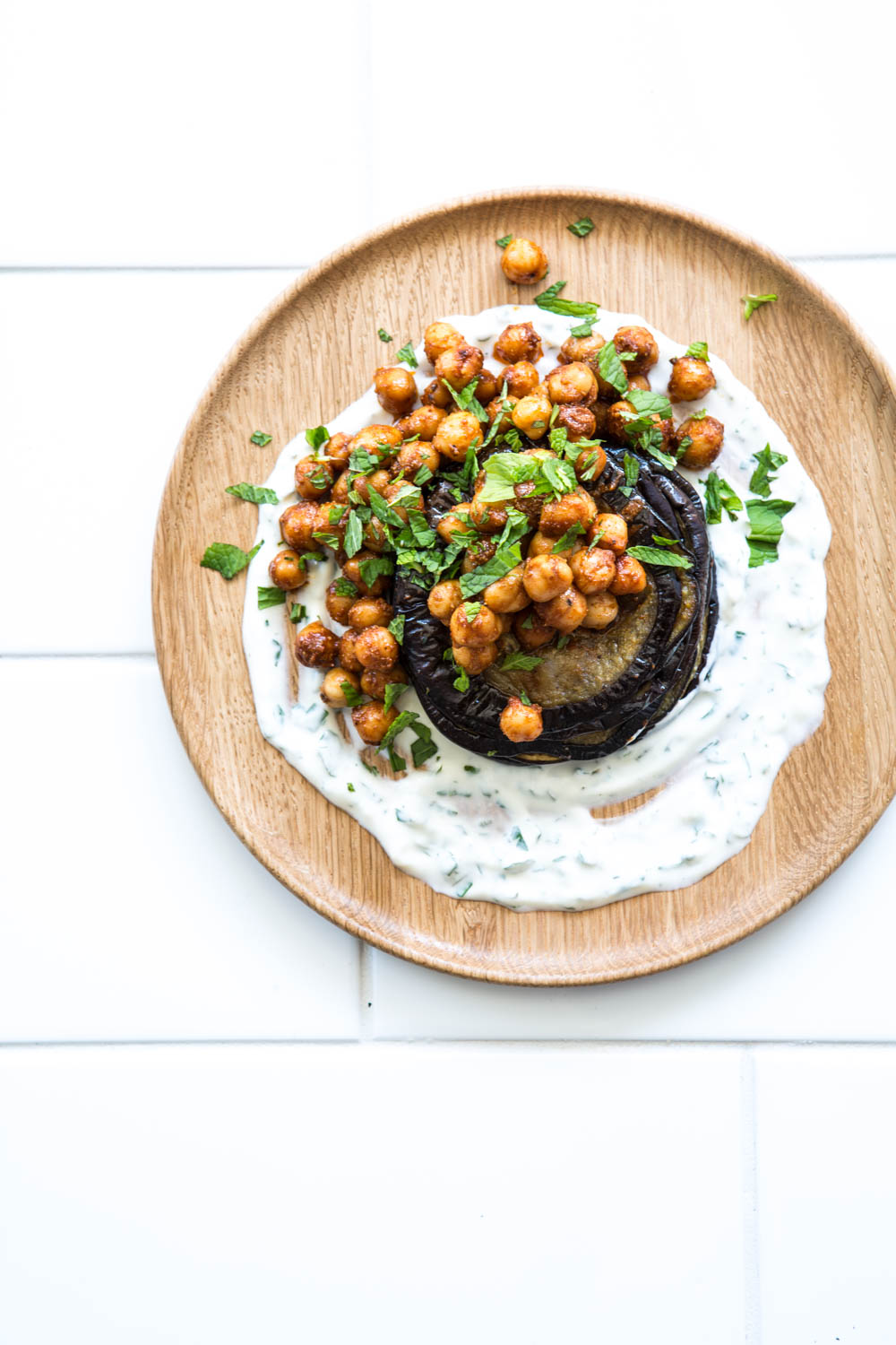 Roast Eggplant with Chickpea Stack | Nadia Felsch