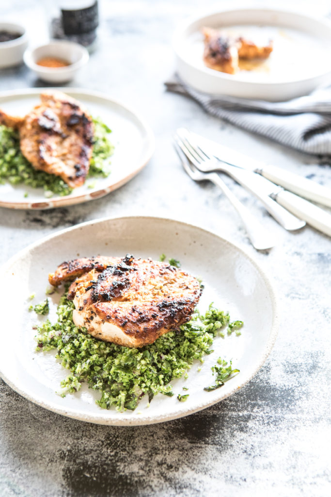 Broccoli Rice with Marinated Chicken | Nadia Felsch