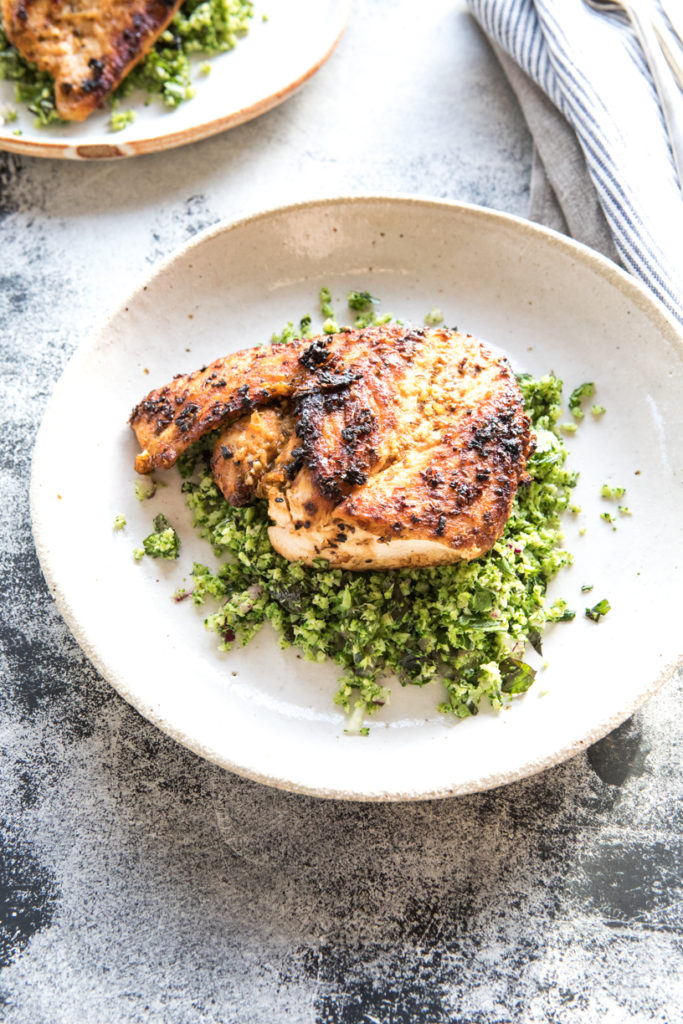 Broccoli Rice with Marinated Chicken Recipe | Nadia Felsch