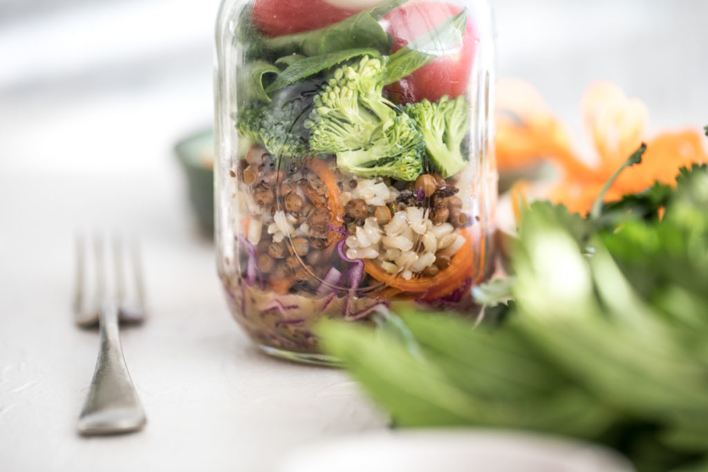 Layered Salad Jar with Honey, Mustard Dressing | Nadia Felsch